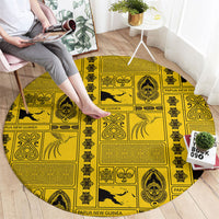 Papua New Guinea Heritage Motif Round Carpet Yellow Version LT05 - Polynesian Pride