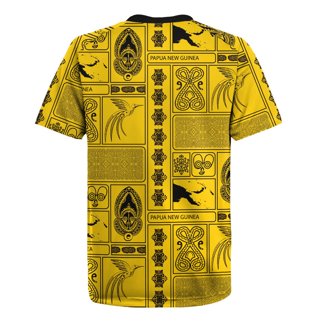 Papua New Guinea Heritage Motif Rugby Jersey Yellow Version LT05 - Polynesian Pride