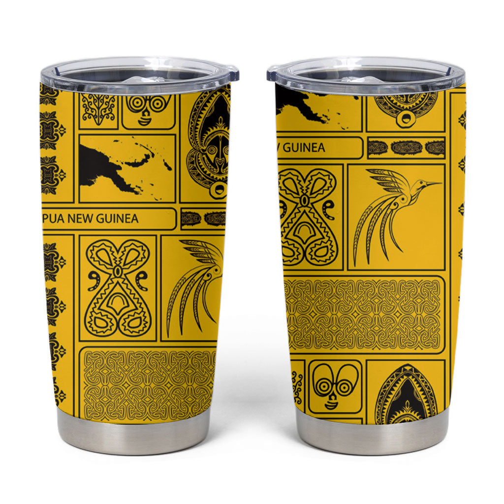 Papua New Guinea Heritage Motif Tumbler Cup Yellow Version