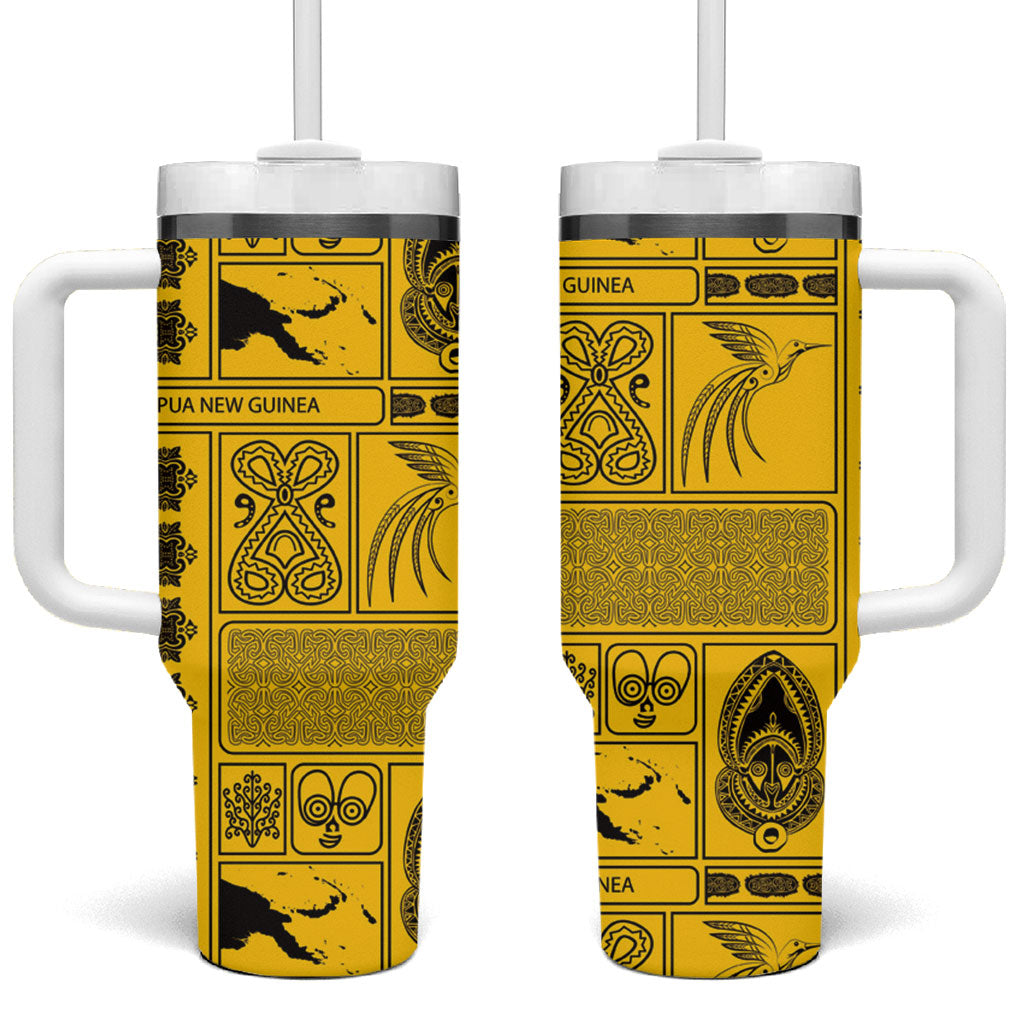 Papua New Guinea Heritage Motif Tumbler With Handle Yellow Version