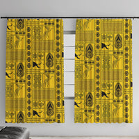 Papua New Guinea Heritage Motif Window Curtain Yellow Version LT05 With Hooks Yellow - Polynesian Pride