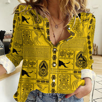 Papua New Guinea Heritage Motif Women Casual Shirt Yellow Version LT05 Female Yellow - Polynesian Pride