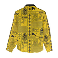Papua New Guinea Heritage Motif Women Casual Shirt Yellow Version LT05 - Polynesian Pride