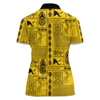 Papua New Guinea Heritage Motif Women Polo Shirt Yellow Version LT05 - Polynesian Pride