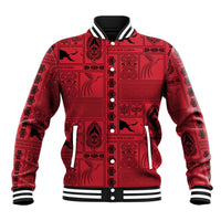 Papua New Guinea Heritage Motif Baseball Jacket Red Version LT05 Unisex Red - Polynesian Pride