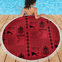 Papua New Guinea Heritage Motif Beach Blanket Red Version