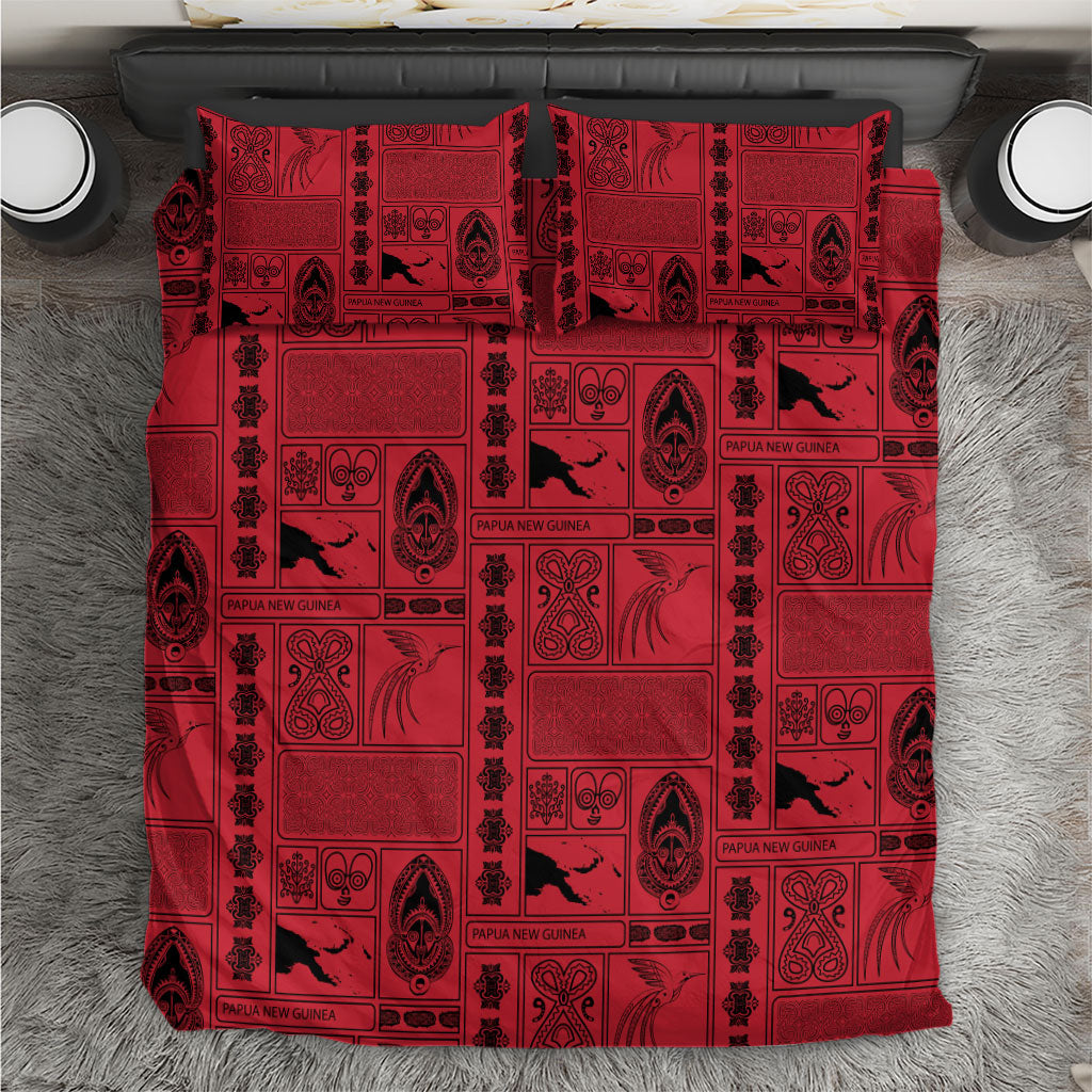 Papua New Guinea Heritage Motif Bedding Set Red Version