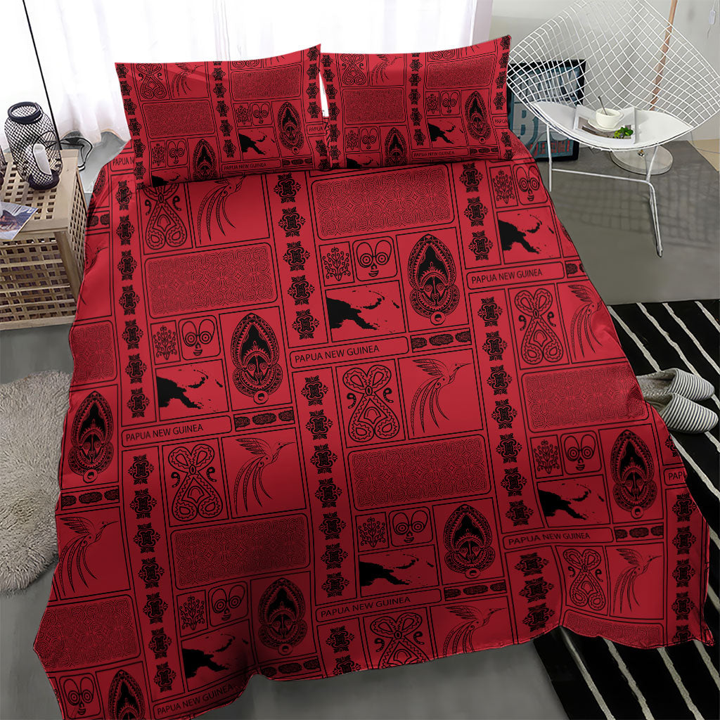 Papua New Guinea Heritage Motif Bedding Set Red Version LT05 - Polynesian Pride