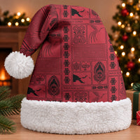 Papua New Guinea Heritage Motif Christmas Santa Hat Red Version LT05 With Fur Red - Polynesian Pride