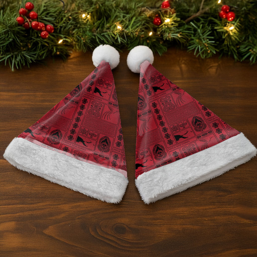 Papua New Guinea Heritage Motif Christmas Santa Hat Red Version LT05 - Polynesian Pride