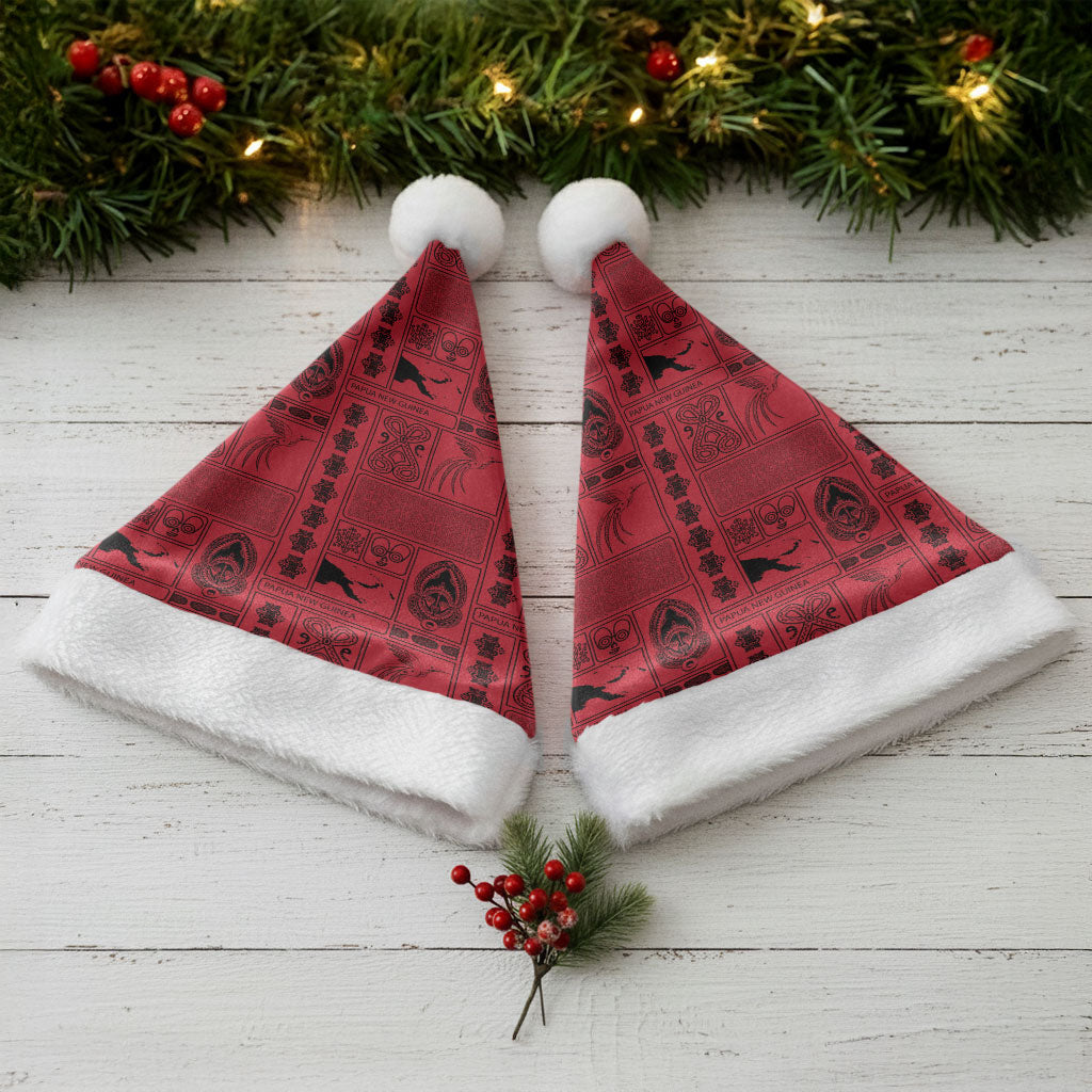 Papua New Guinea Heritage Motif Christmas Santa Hat Red Version LT05 - Polynesian Pride