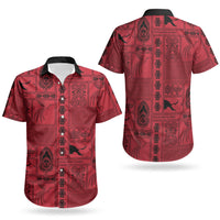 Papua New Guinea Heritage Motif Couples Matching Puletasi and Hawaiian Shirt Red Version LT05 - Polynesian Pride