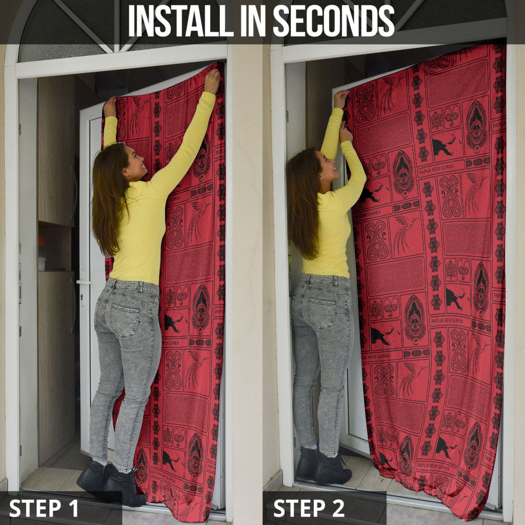 Papua New Guinea Heritage Motif Door Cover Red Version LT05 - Polynesian Pride