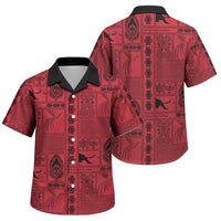Papua New Guinea Heritage Motif Family Matching Off Shoulder Maxi Dress and Hawaiian Shirt Red Version LT05 Son's Shirt Red - Polynesian Pride