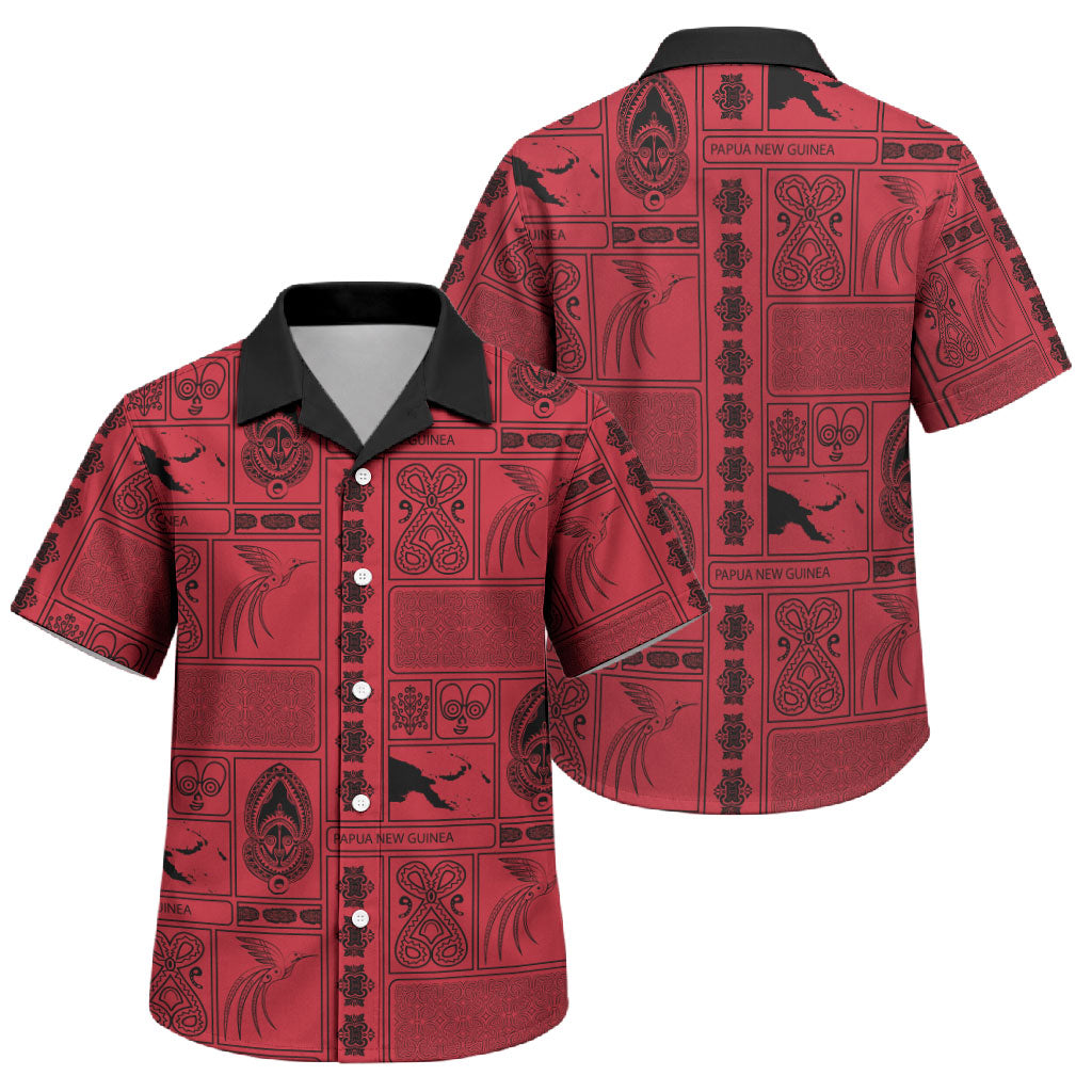 Papua New Guinea Heritage Motif Family Matching Tank Maxi Dress and Hawaiian Shirt Red Version LT05 Son's Shirt Red - Polynesian Pride