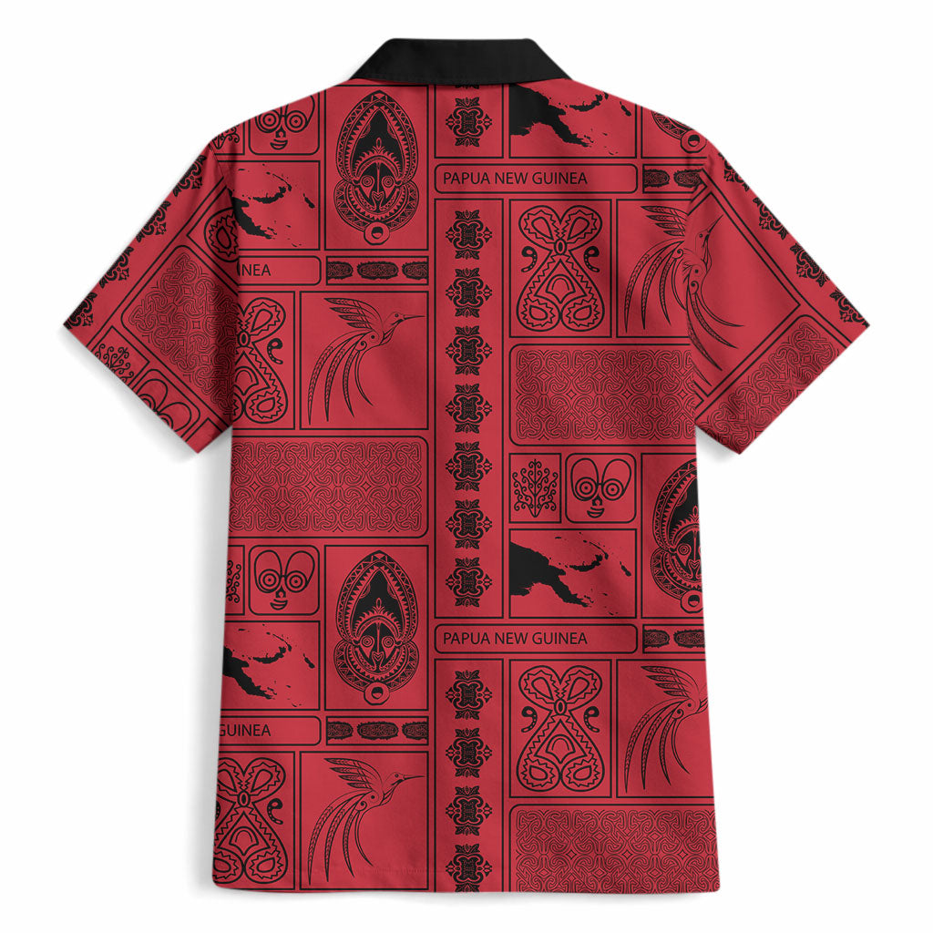 Papua New Guinea Heritage Motif Hawaiian Shirt Red Version LT05 - Polynesian Pride