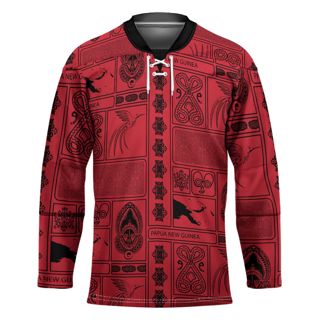 Papua New Guinea Heritage Motif Hockey Jersey Red Version