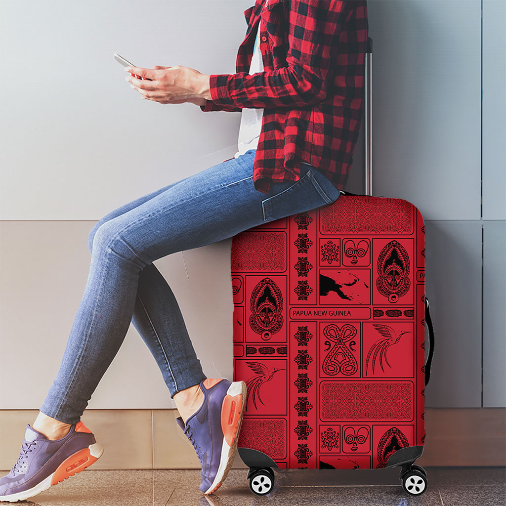 Papua New Guinea Heritage Motif Luggage Cover Red Version LT05 - Polynesian Pride