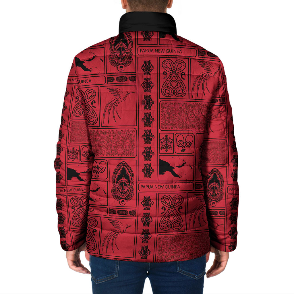 Papua New Guinea Heritage Motif Padded Jacket Red Version