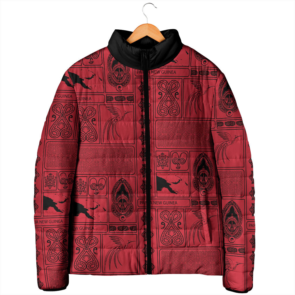 Papua New Guinea Heritage Motif Padded Jacket Red Version