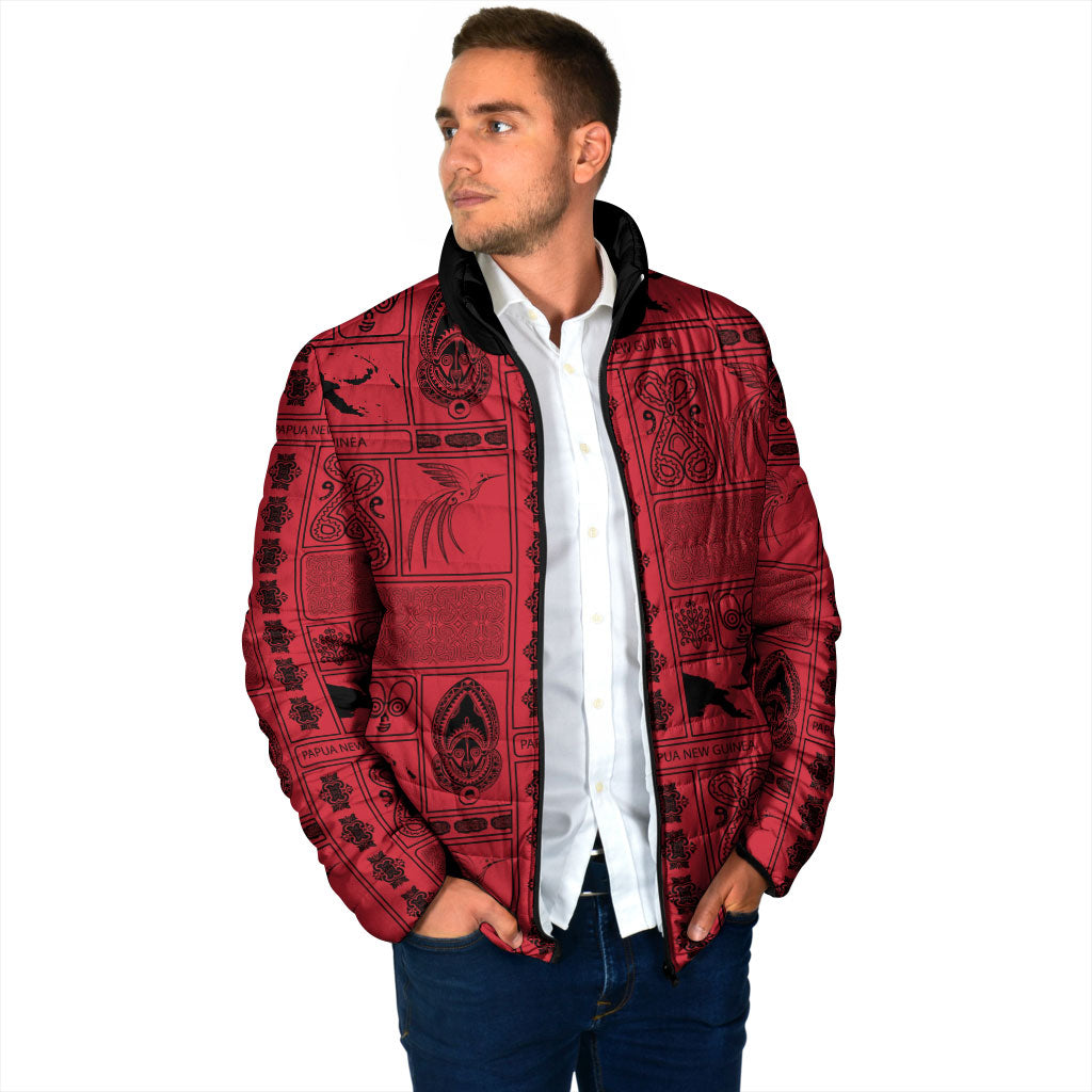 Papua New Guinea Heritage Motif Padded Jacket Red Version