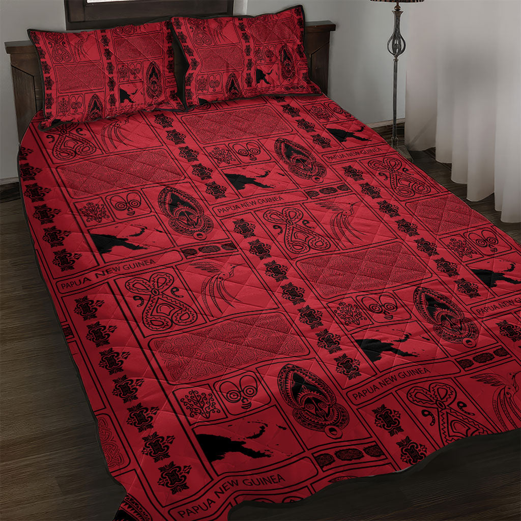 Papua New Guinea Heritage Motif Quilt Bed Set Red Version LT05 Red - Polynesian Pride