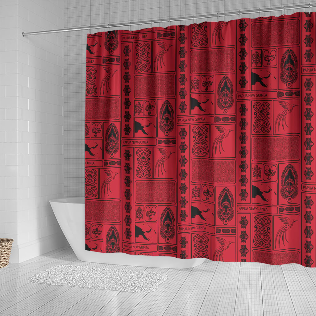 Papua New Guinea Heritage Motif Shower Curtain Red Version LT05 - Polynesian Pride