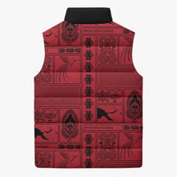 Papua New Guinea Heritage Motif Sleeveless Puffer Jacket Red Version LT05 - Polynesian Pride