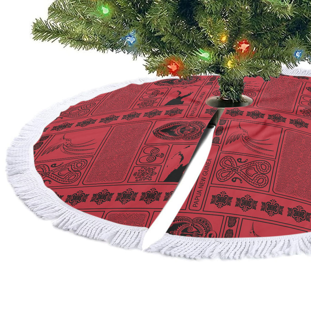 Papua New Guinea Heritage Motif Tree Skirt Red Version LT05 - Polynesian Pride