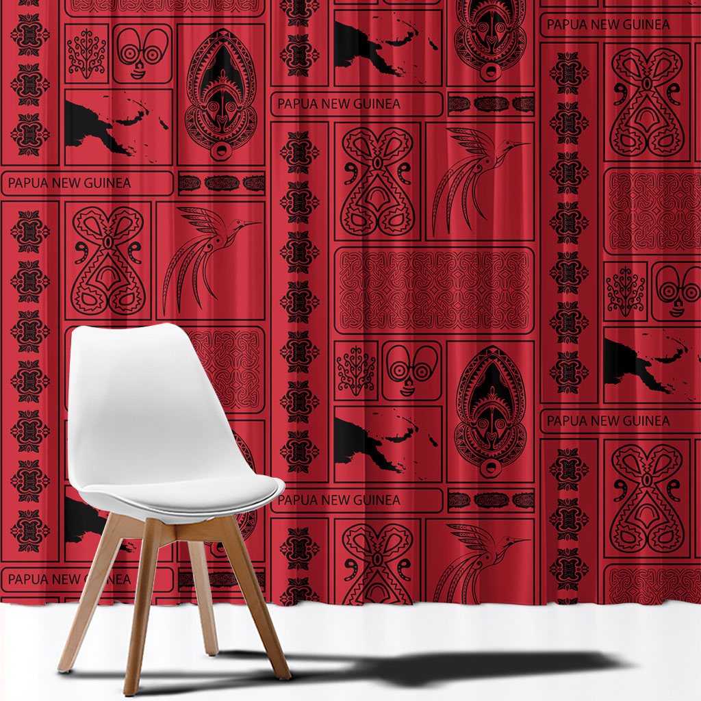 Papua New Guinea Heritage Motif Window Curtain Red Version LT05 - Polynesian Pride