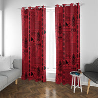 Papua New Guinea Heritage Motif Window Curtain Red Version LT05 With Grommets Red - Polynesian Pride
