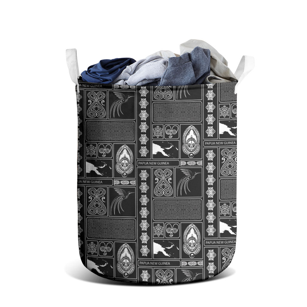 Papua New Guinea Heritage Motif Laundry Basket Black Version LT05 - Polynesian Pride