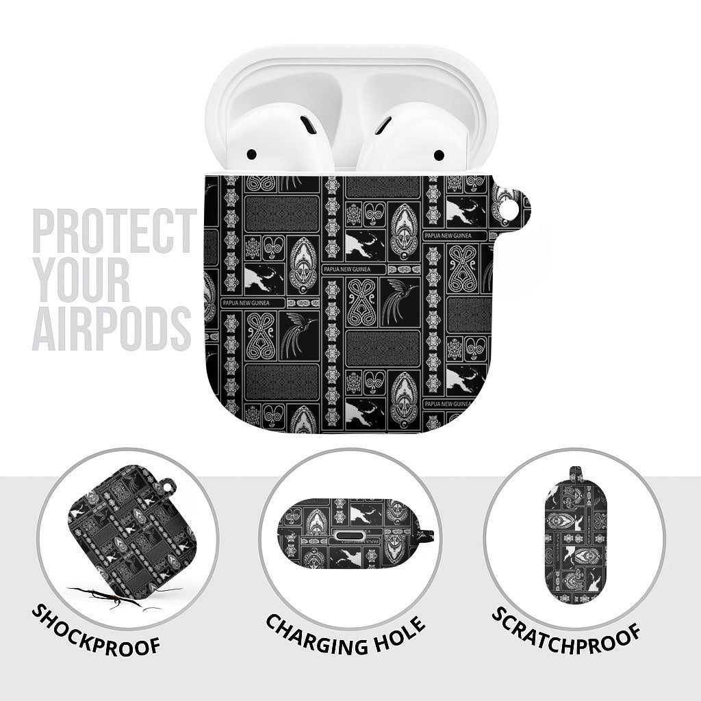 Papua New Guinea Heritage Motif AirPods Case Black Version LT05 - Polynesian Pride