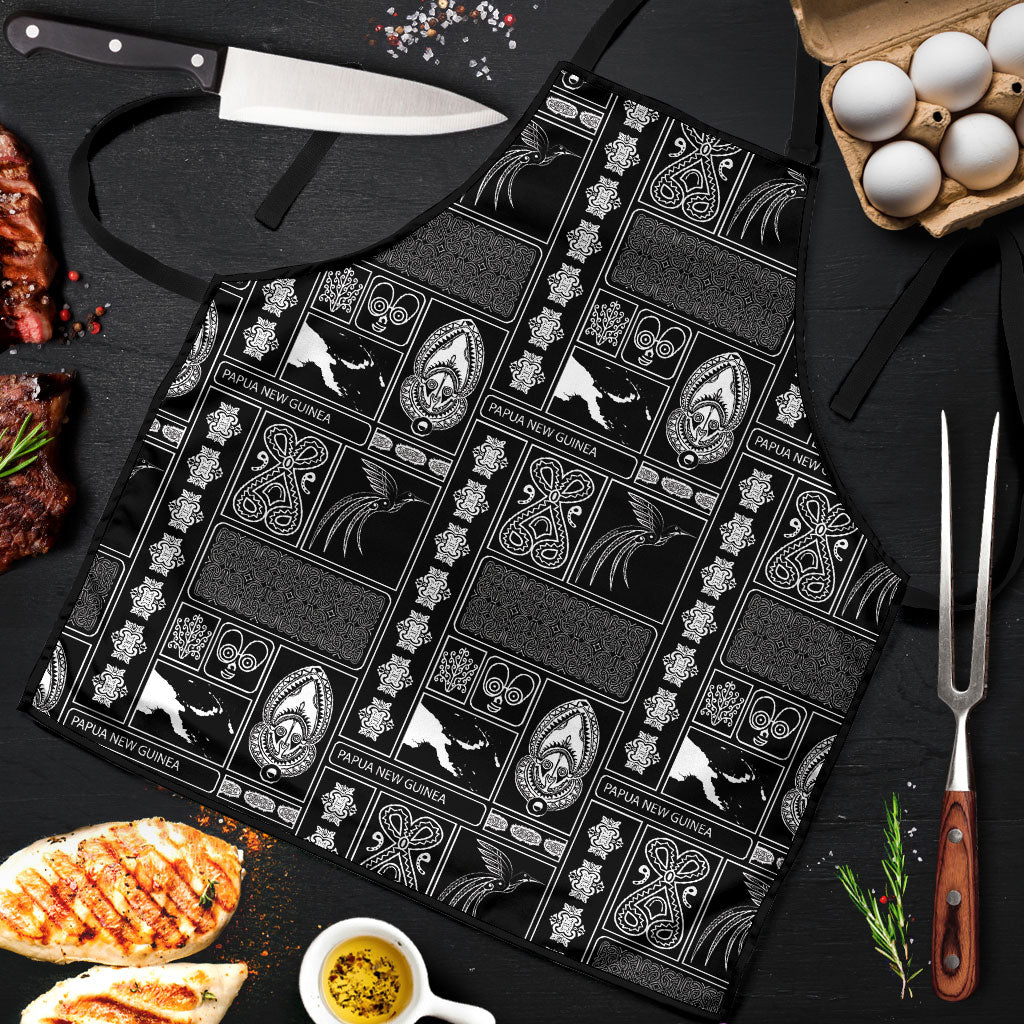 Papua New Guinea Heritage Motif Apron Black Version LT05 Black - Polynesian Pride