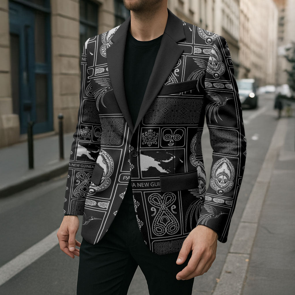 Papua New Guinea Heritage Motif Blazer Black Version LT05 - Polynesian Pride