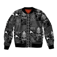 Papua New Guinea Heritage Motif Bomber Jacket Black Version LT05 Unisex Black - Polynesian Pride