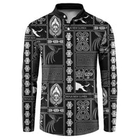 Papua New Guinea Heritage Motif Button Sweatshirt Black Version LT05 Black - Polynesian Pride