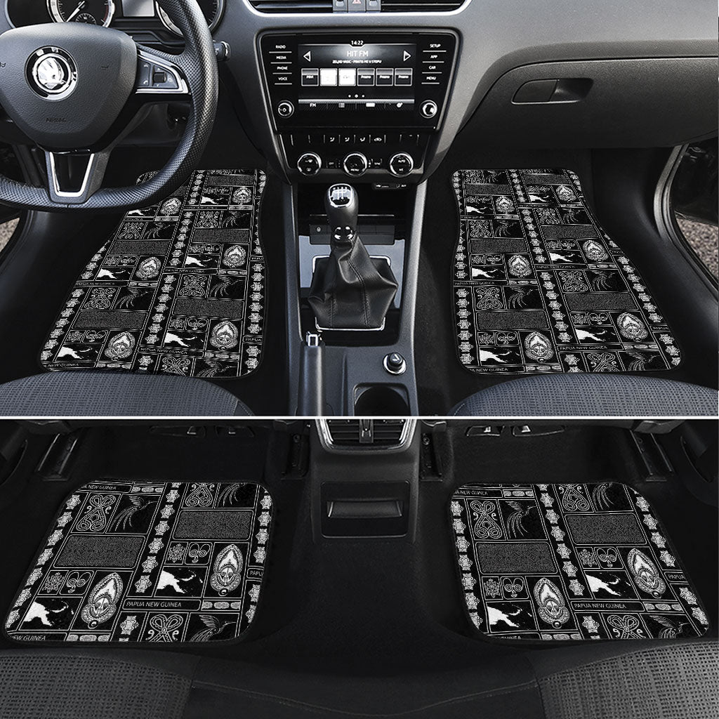 Papua New Guinea Heritage Motif Car Mats Black Version LT05 Set 4pcs Black - Polynesian Pride