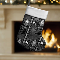 Papua New Guinea Heritage Motif Christmas Stocking Black Version LT05 Set of 2 Black - Polynesian Pride