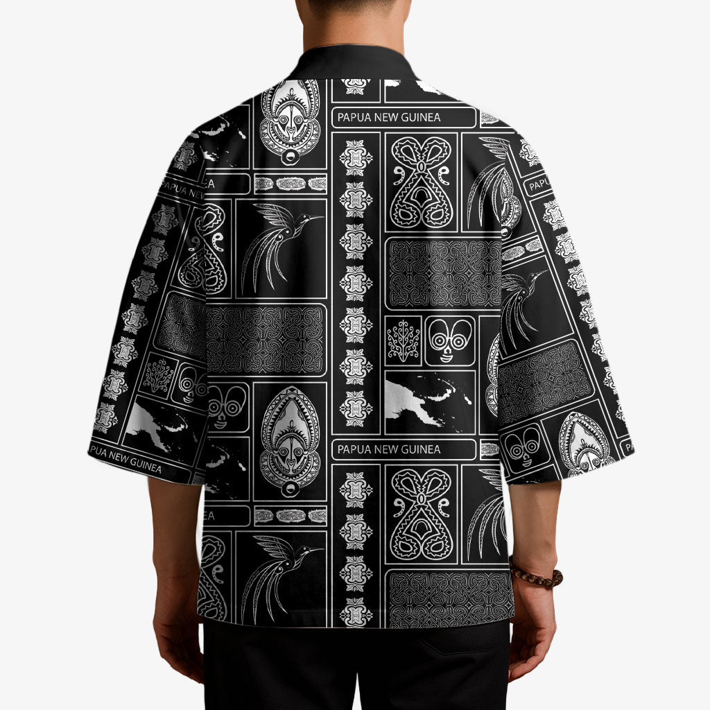 Papua New Guinea Heritage Motif Kimono Black Version LT05 - Polynesian Pride