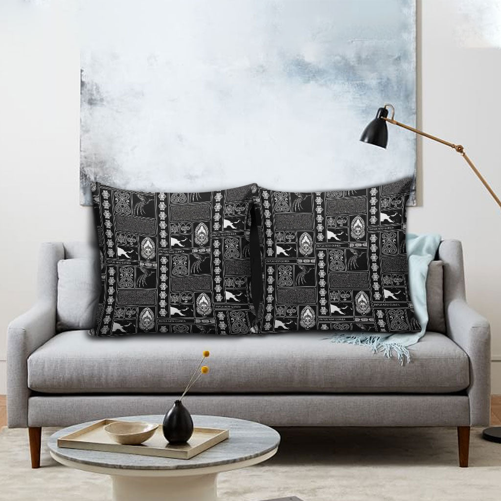 Papua New Guinea Heritage Motif Pillow Cover Black Version LT05 - Polynesian Pride