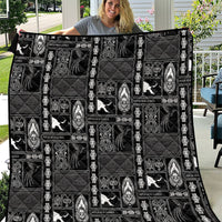 Papua New Guinea Heritage Motif Quilt Black Version LT05 Black - Polynesian Pride