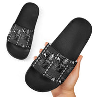 Papua New Guinea Heritage Motif Slide Sandals Black Version LT05 - Polynesian Pride