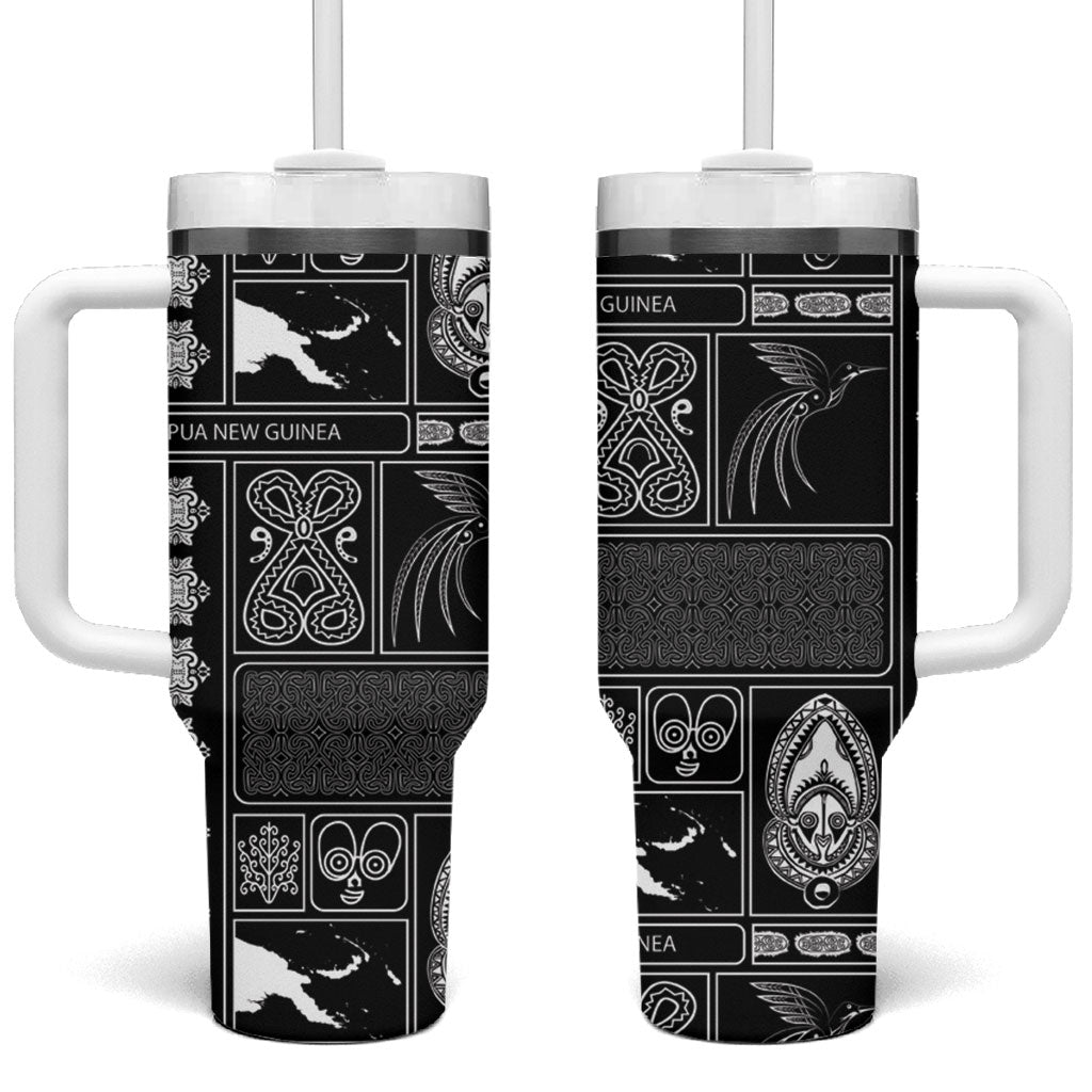 Papua New Guinea Heritage Motif Tumbler With Handle Black Version