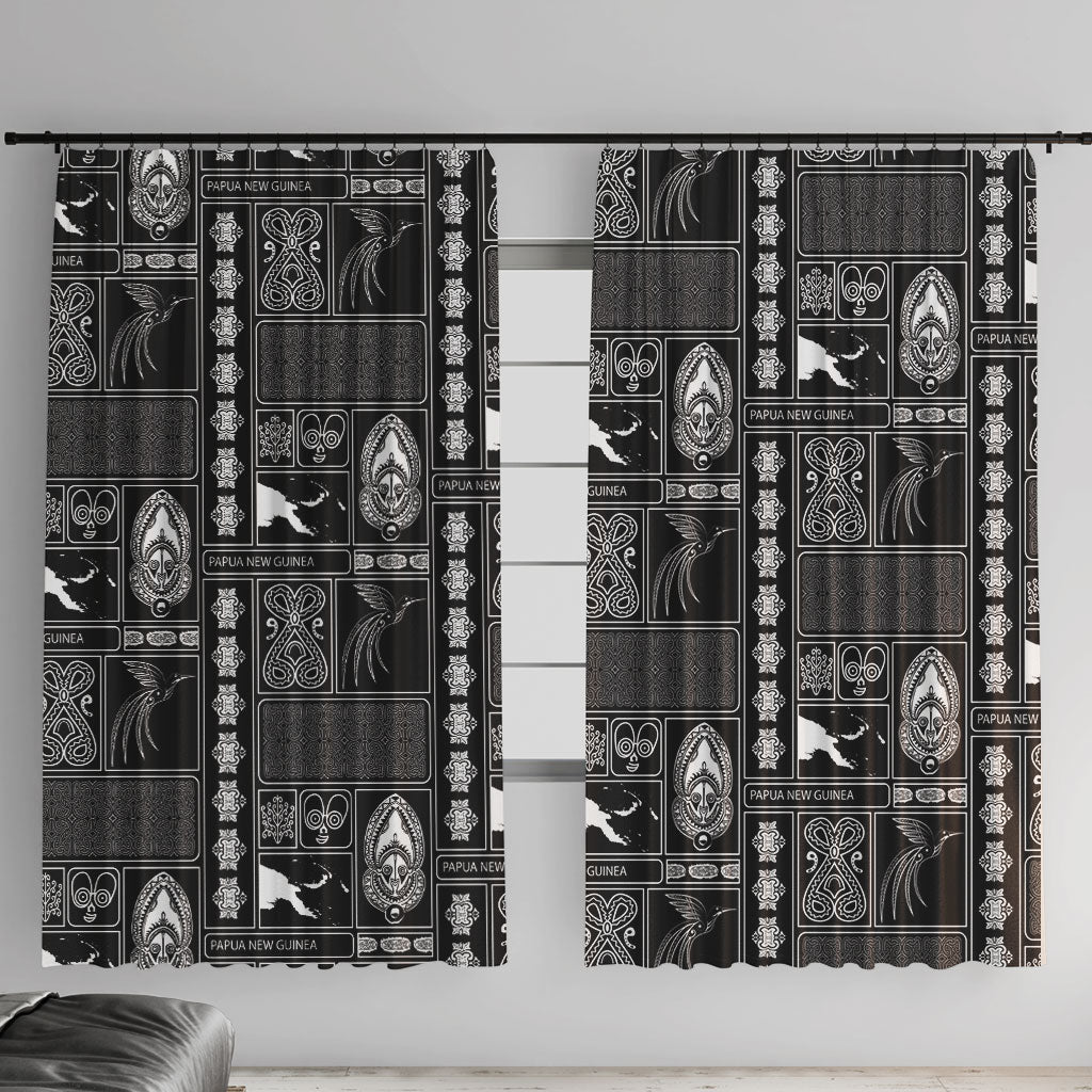 Papua New Guinea Heritage Motif Window Curtain Black Version
