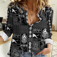 Papua New Guinea Heritage Motif Women Casual Shirt Black Version LT05 Female Black - Polynesian Pride