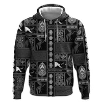 Papua New Guinea Heritage Motif Zip Hoodie Black Version LT05 Pullover Hoodie Black - Polynesian Pride