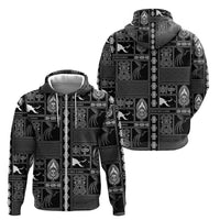 Papua New Guinea Heritage Motif Zip Hoodie Black Version LT05 - Polynesian Pride