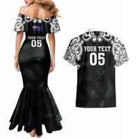 Custom New Zealand Fern Women Rugby Couples Matching Mermaid Dress and Hawaiian Shirt Maori Pattern LT05 - Polynesian Pride