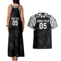 Custom New Zealand Fern Women Rugby Couples Matching Tank Maxi Dress and Hawaiian Shirt Maori Pattern LT05 - Polynesian Pride